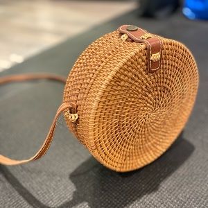 Wicker basket crossbody bag